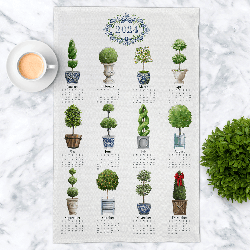 Ornamental Topiaries Tea Towel Calendar