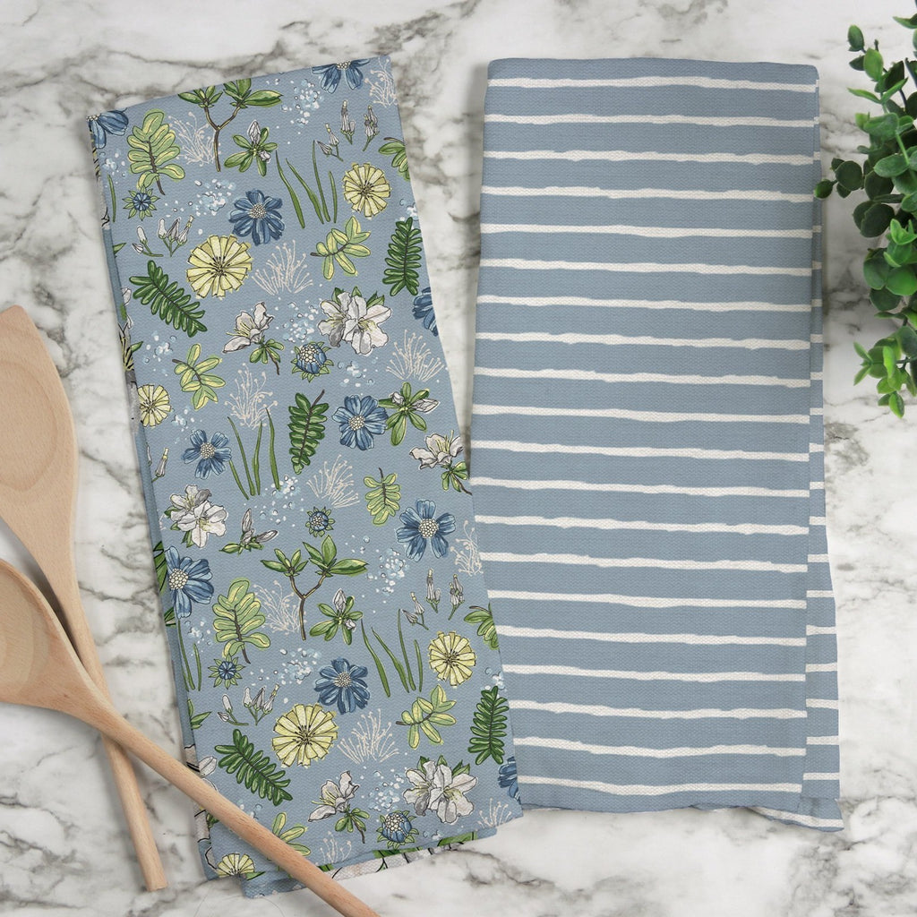 Bright Delights Tea Towel in Wistful Blue - Melissa Colson