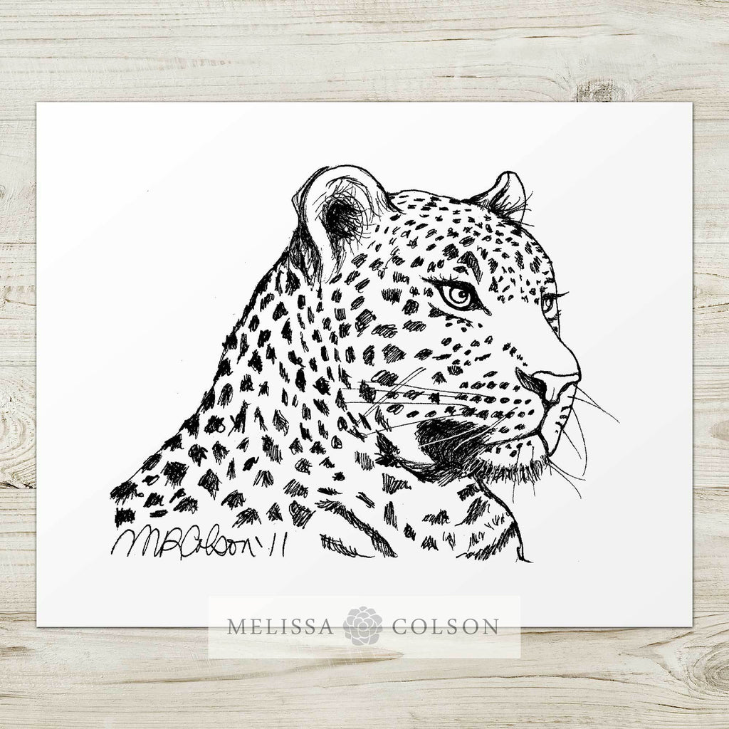 Leopard Pen and Ink Art Print - Melissa Colson