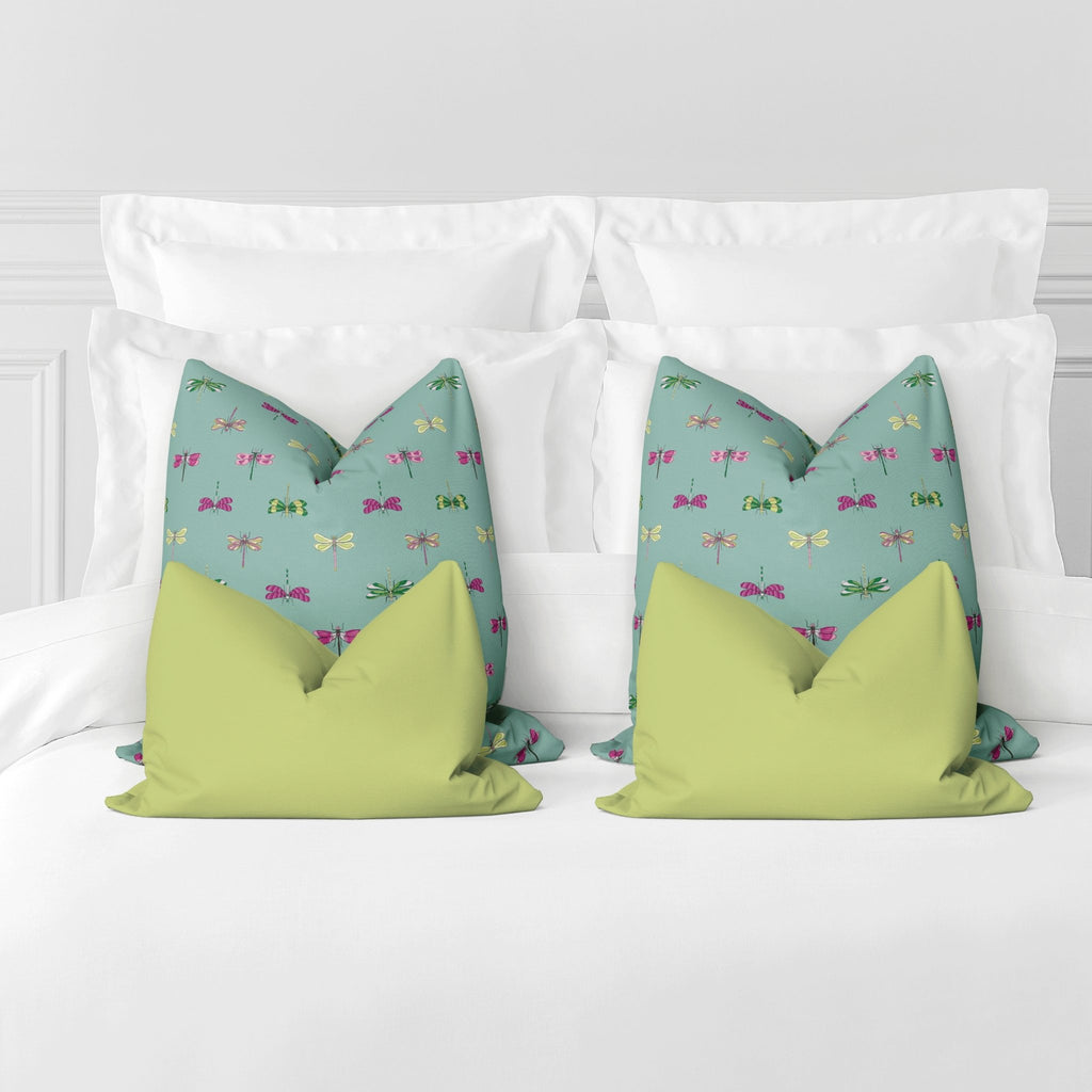 Luna Queen Bed Pillow Cover Set in Happy Aqua - Melissa Colson