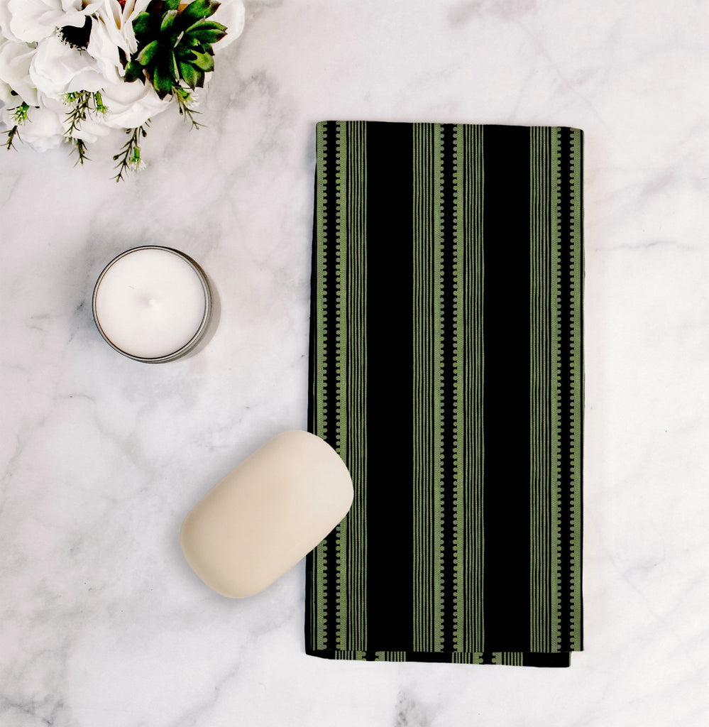 Sophisticated Stripe Tea Towel in Green / Black - Melissa Colson