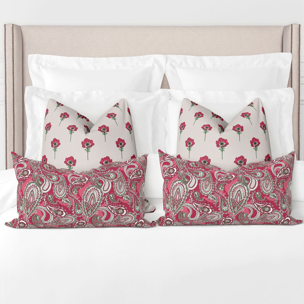Winifred Queen Bed Pillow Cover Set in Viva Magenta - Melissa Colson