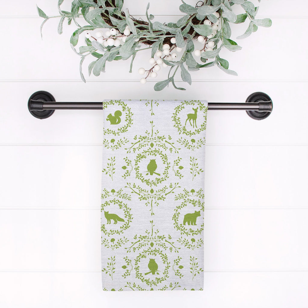 Woodland Silhouette Tea Towel in Dark Green - Melissa Colson