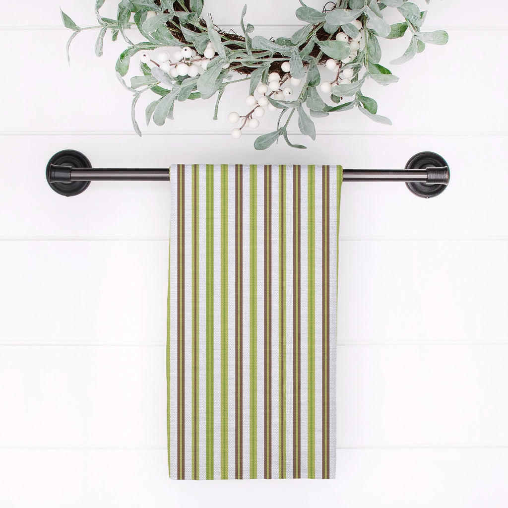 Woodland Stripe Tea Towel in Green / Brown - Melissa Colson