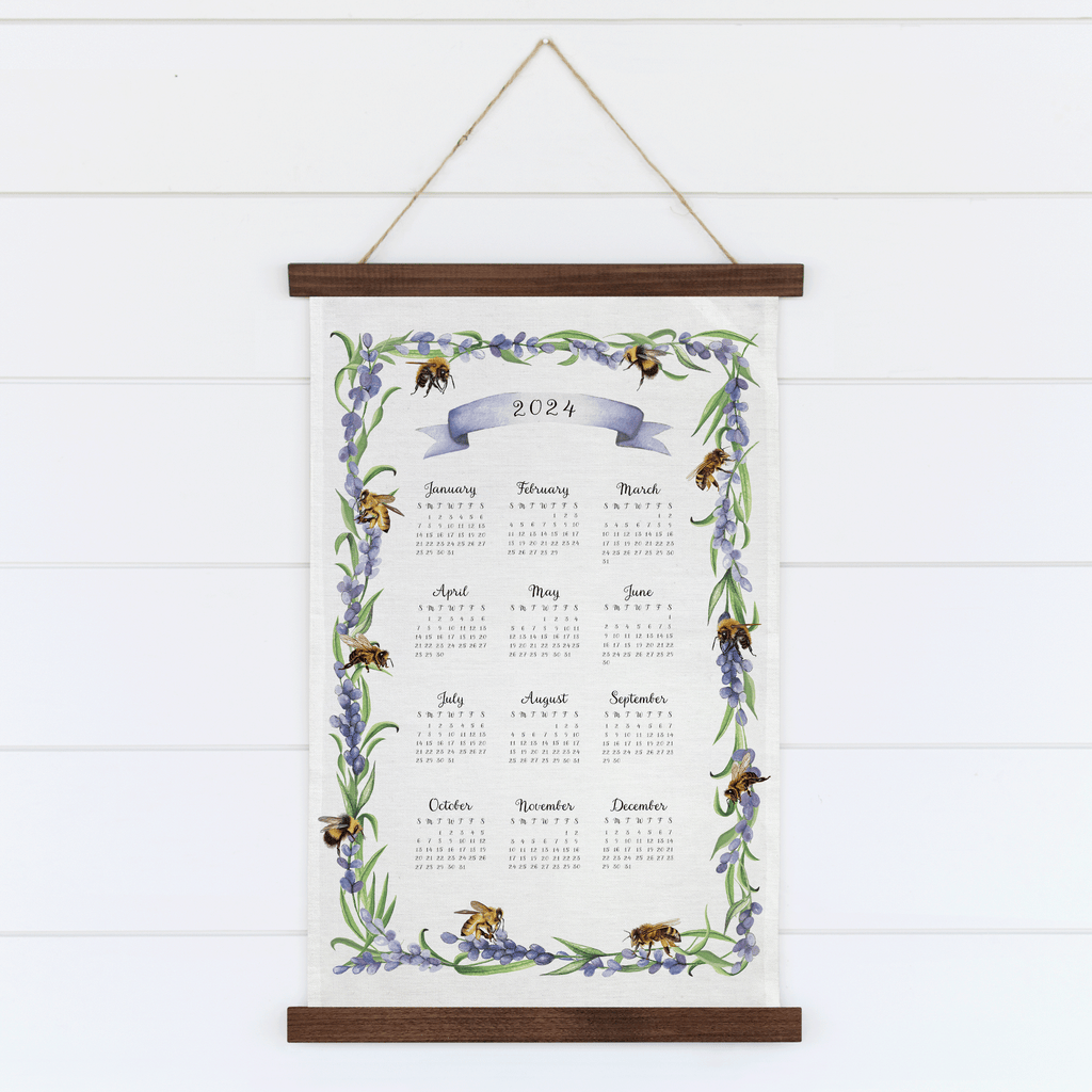 Bees and Lavender Tea Towel Calendar