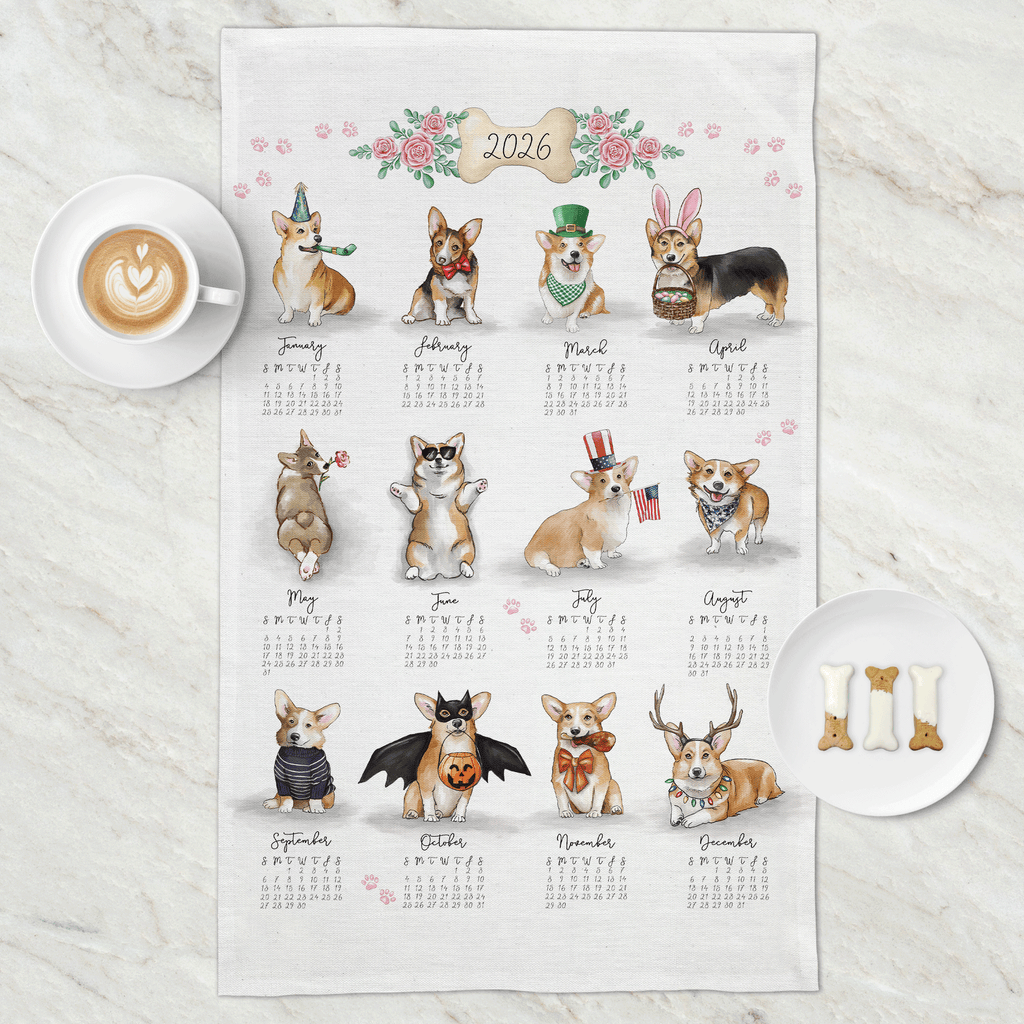 A Corgi Story Tea Towel Calendar