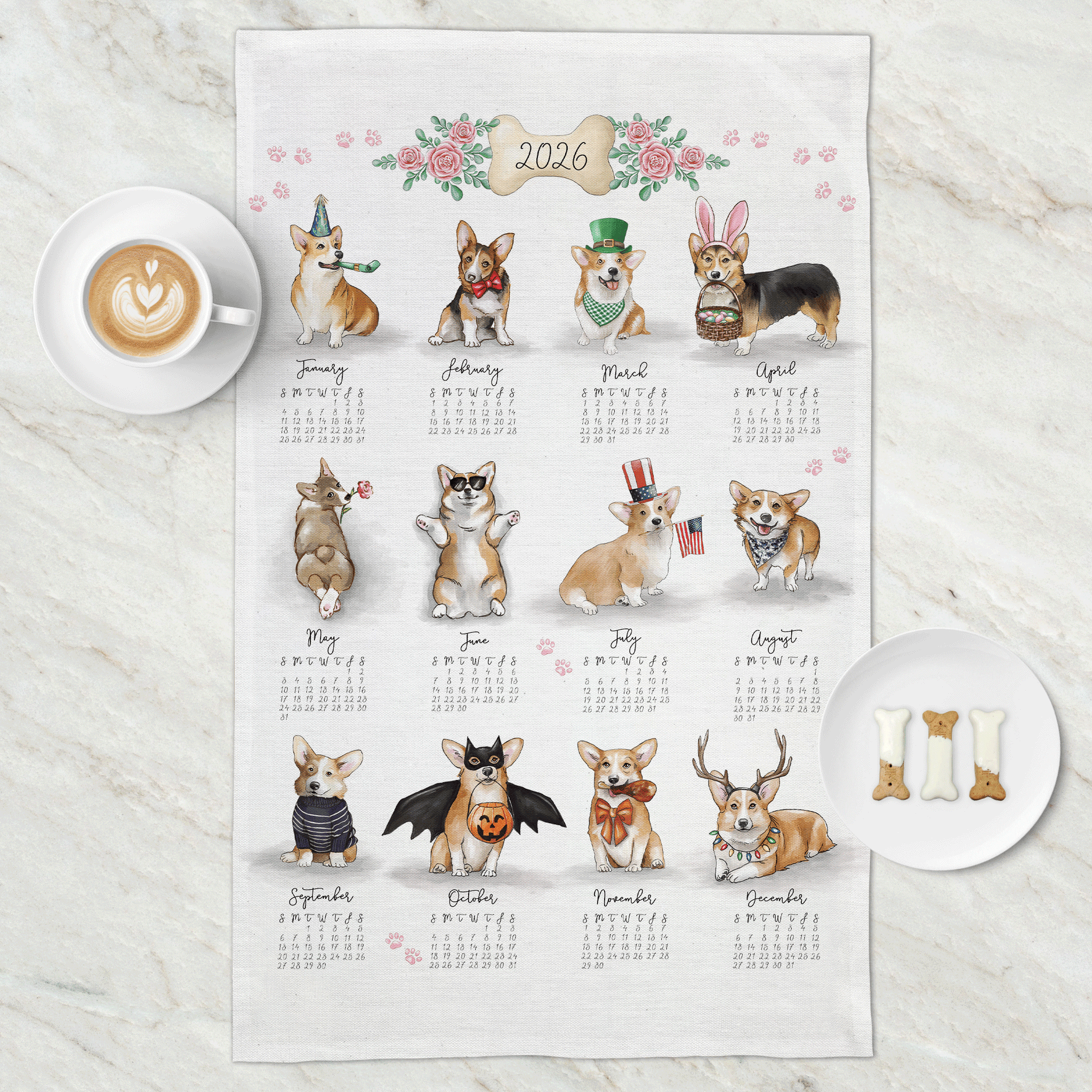 A Corgi Story Tea Towel Calendar - Main Image