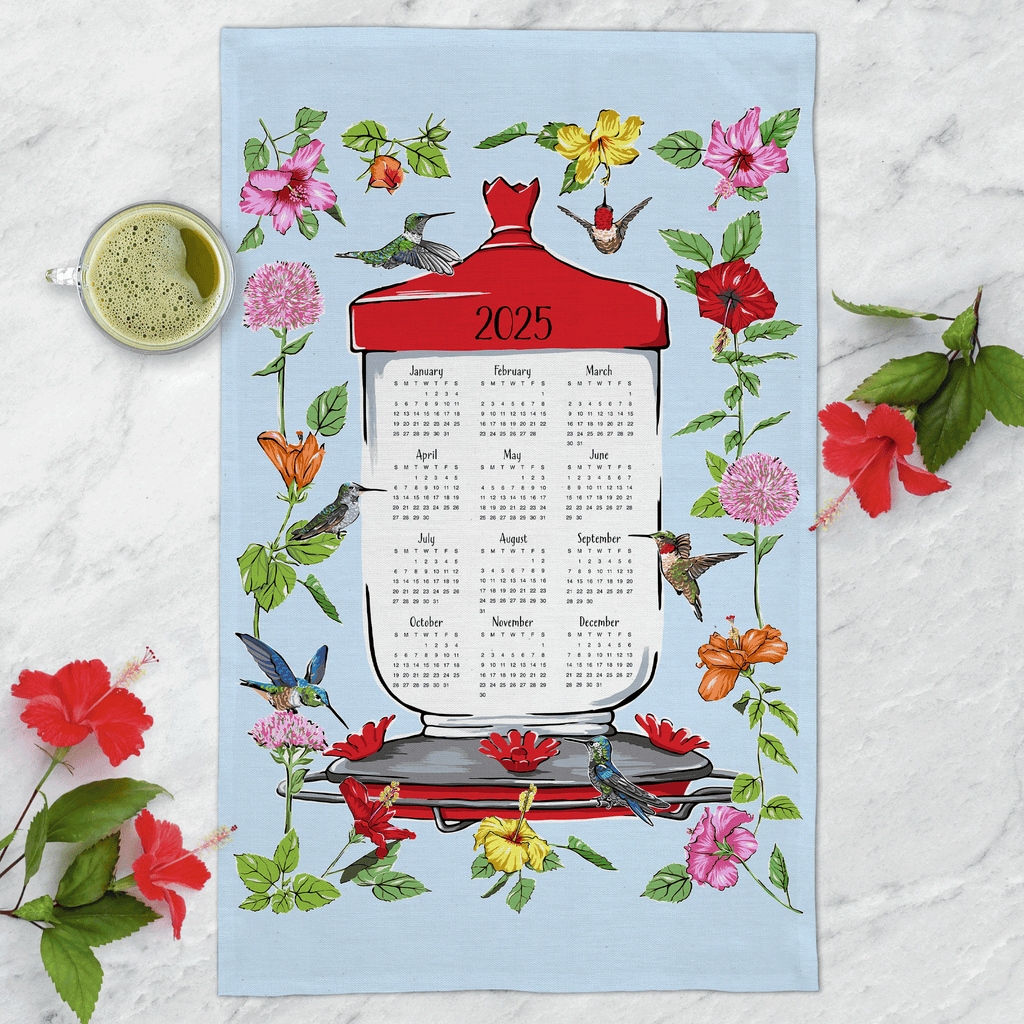 Hummingbirds and Hibiscuses Tea Towel Calendar