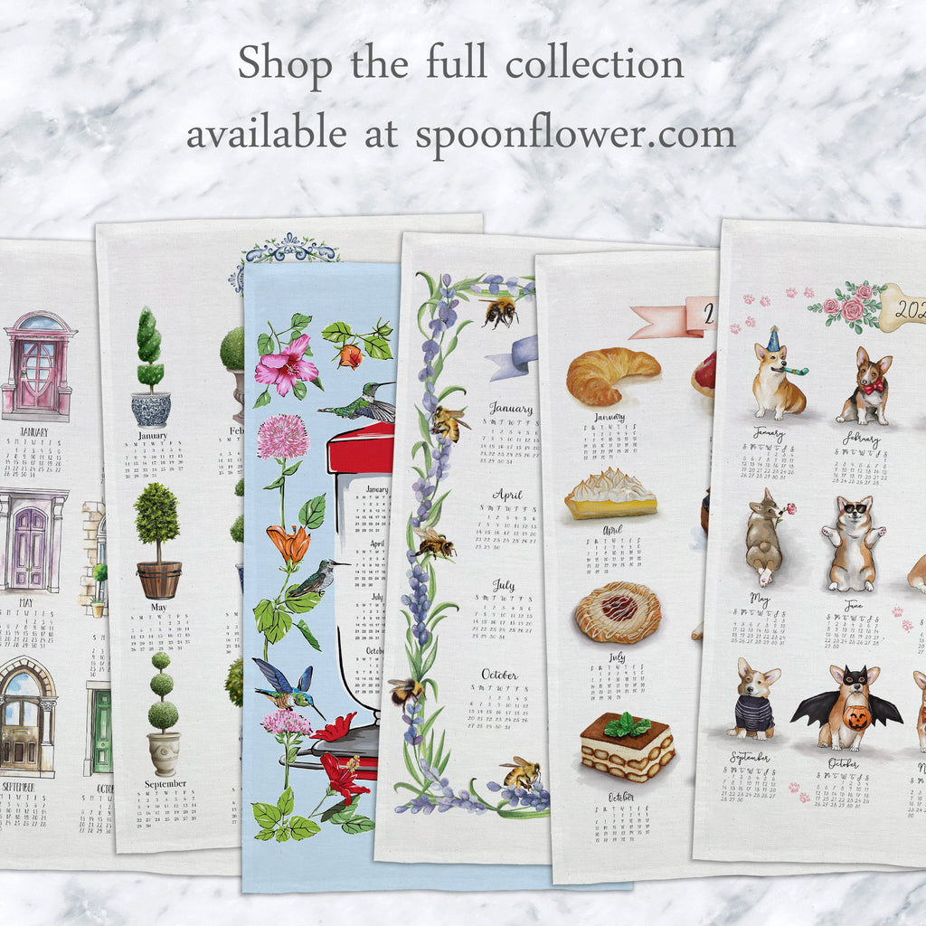 Bees and Lavender Tea Towel Calendar - Melissa Colson