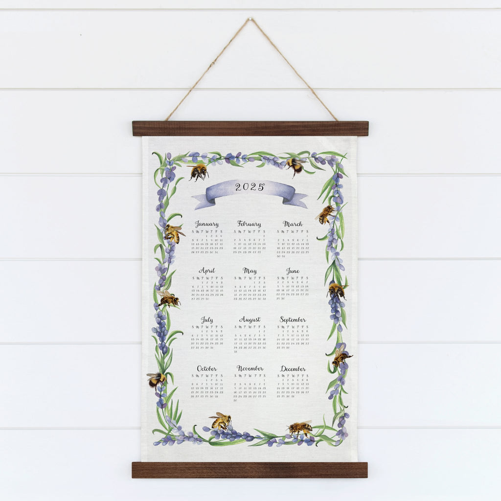 Bees and Lavender Tea Towel Calendar - Melissa Colson