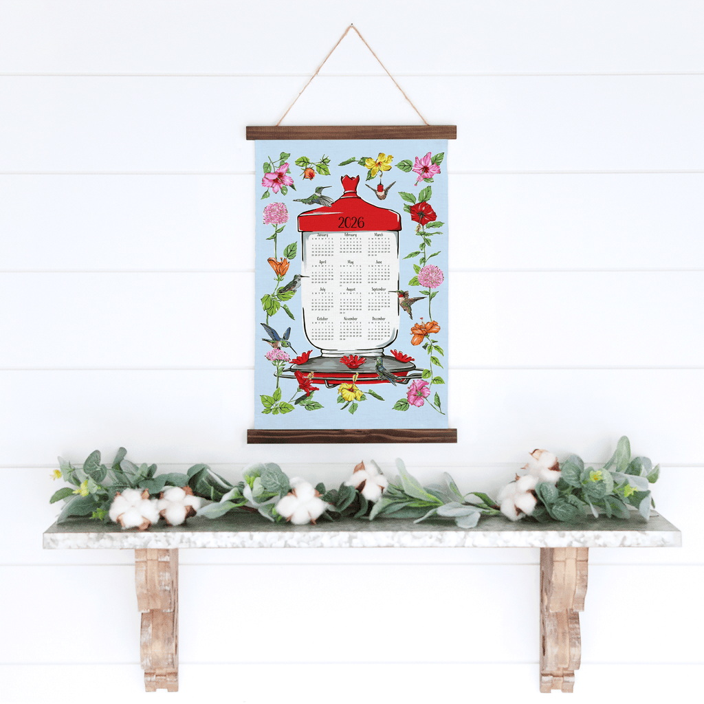 Hummingbirds and Hibiscuses Tea Towel Calendar - Melissa Colson