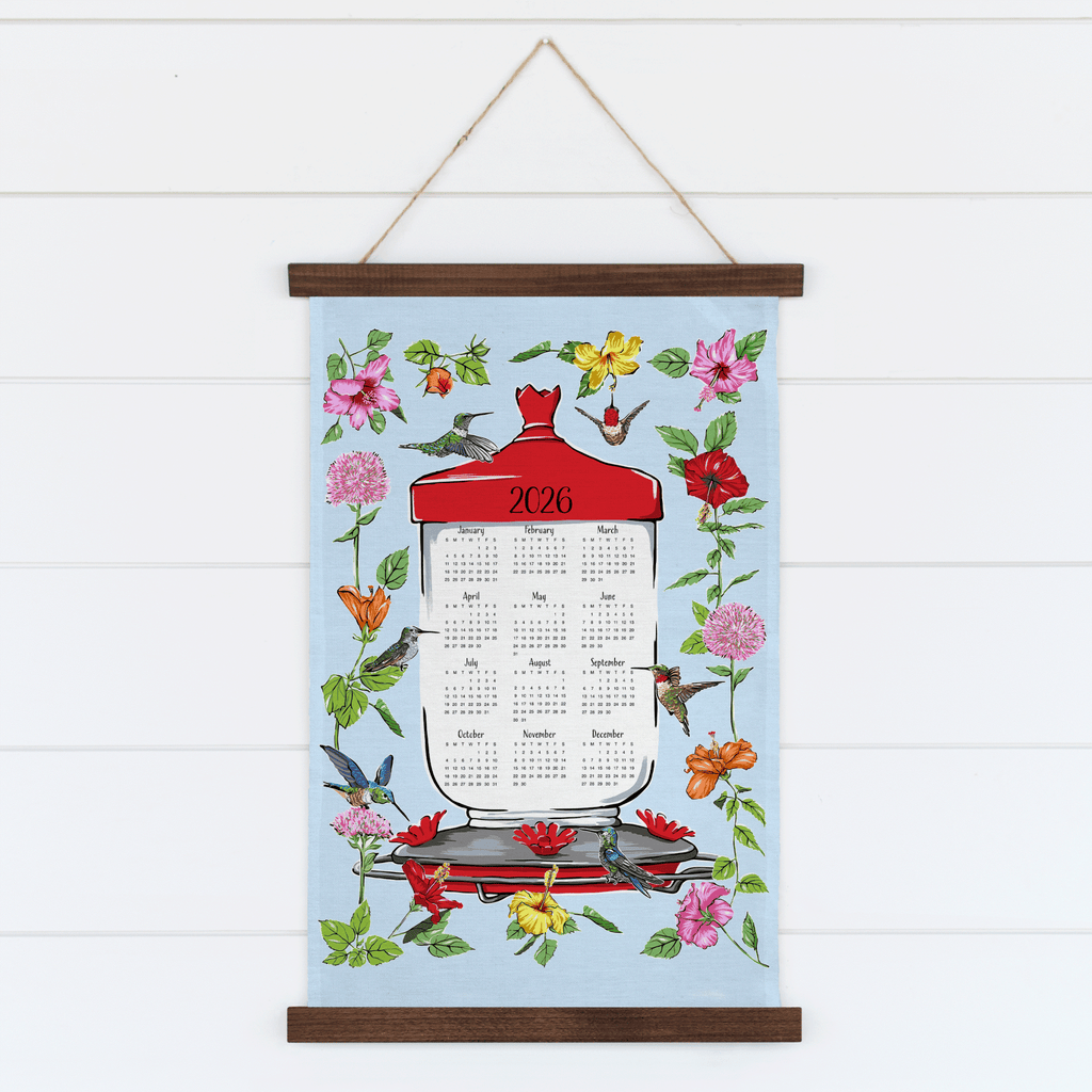 Hummingbirds and Hibiscuses Tea Towel Calendar - Melissa Colson