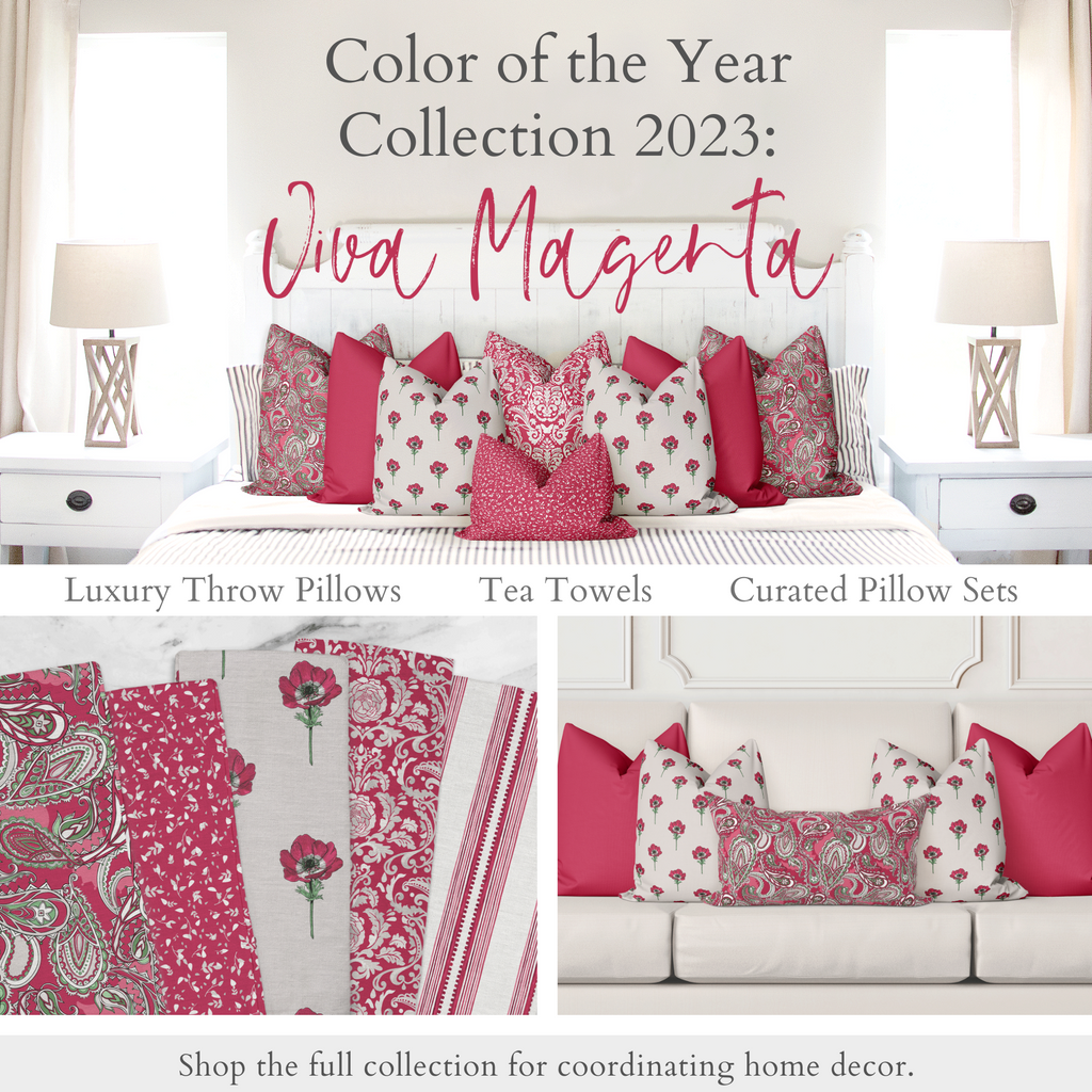 Winifred King Bed Pillow Cover Set in Viva Magenta
