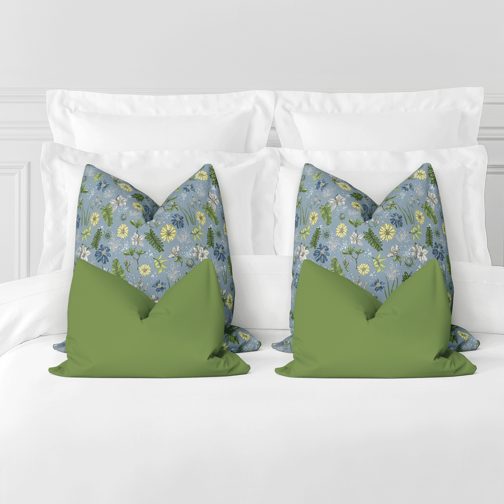 Mia Queen Bed Pillow Cover Set in Wistful Blue