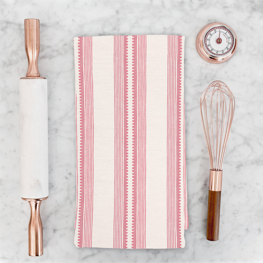 Sophisticated Stripe Tea Towel in Pink / Blush