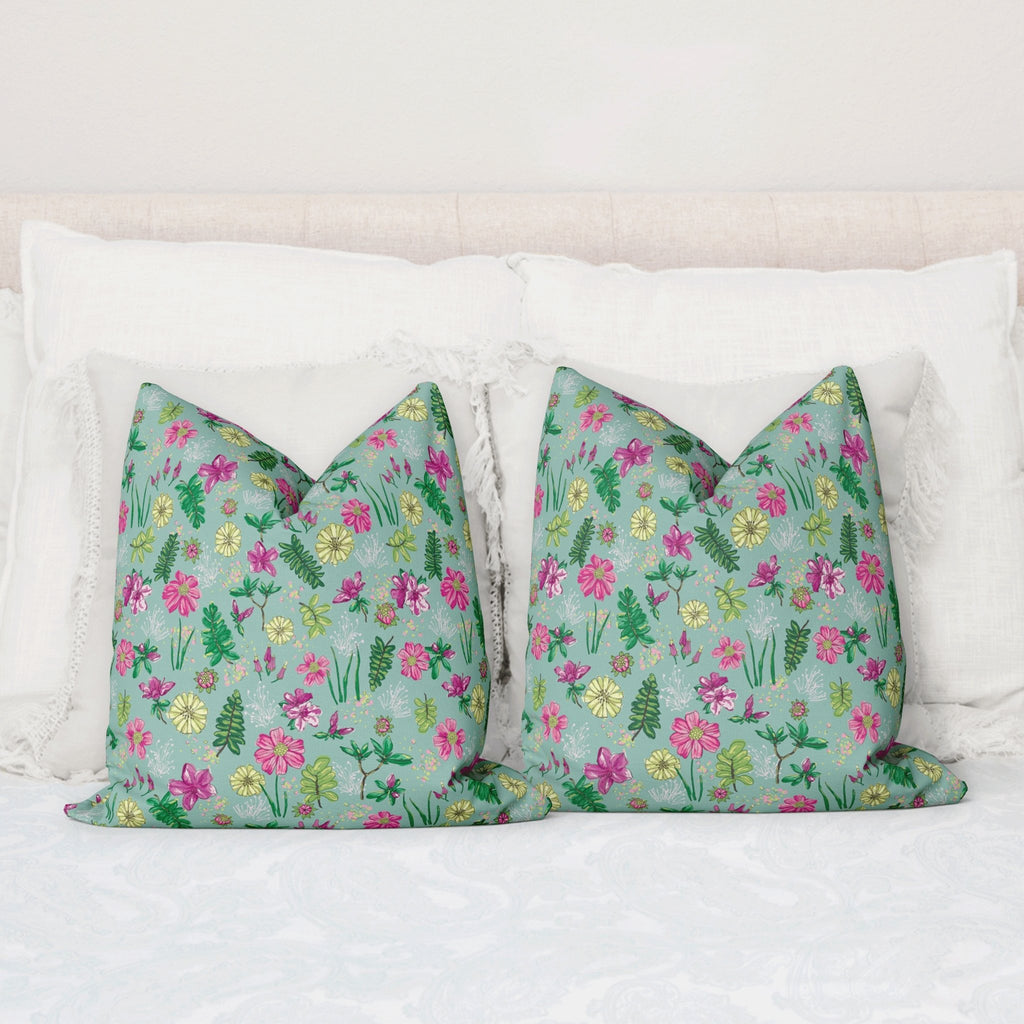 Bright Delights Pillow Cover in Happy Aqua - Melissa Colson