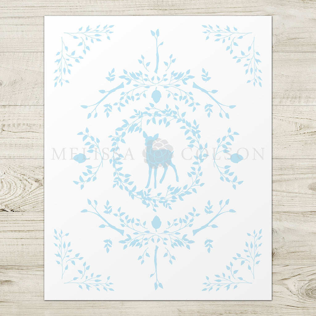 Deer Silhouette Giclée Art Print in Blue - Melissa Colson