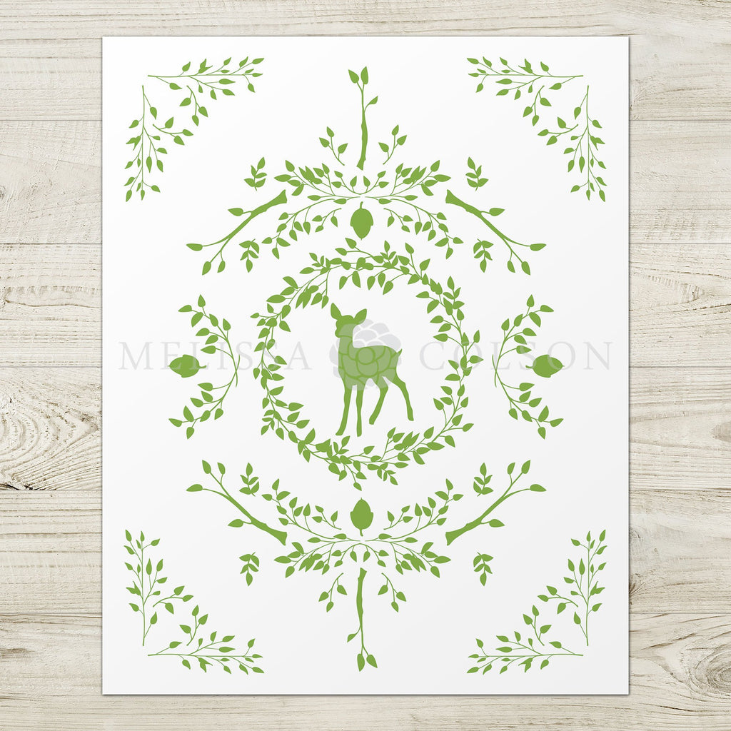 Deer Silhouette Giclée Art Print in Dark Green - Melissa Colson
