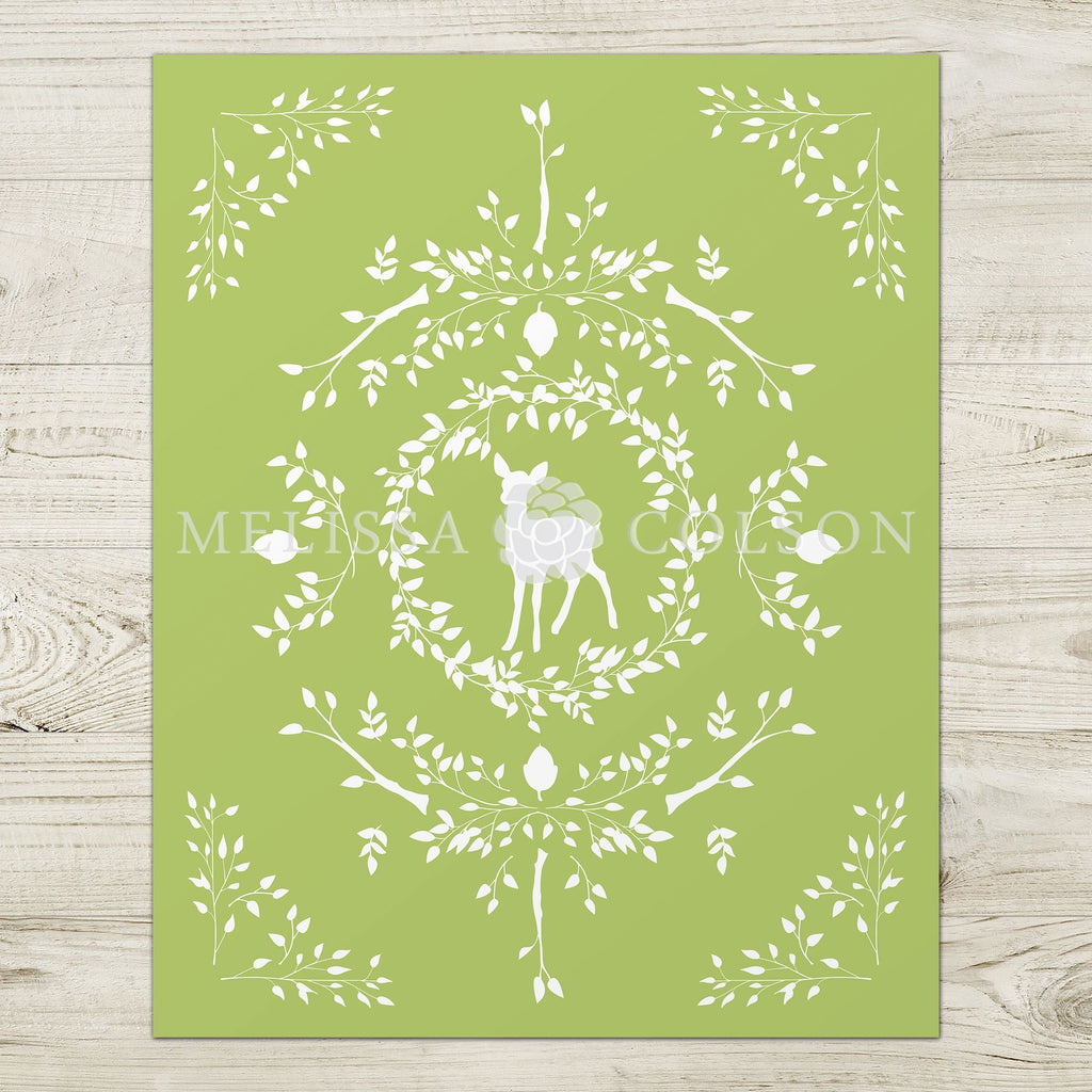 Deer Silhouette Giclée Art Print in Light Green - Melissa Colson