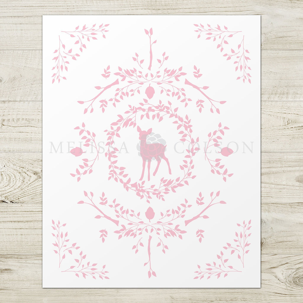 Deer Silhouette Giclée Art Print in Pink - Melissa Colson
