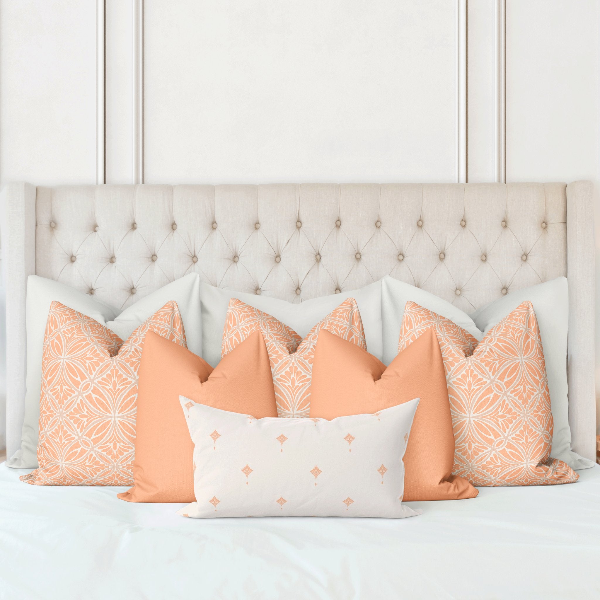 Emma King Bed Pillow Cover Set in Peach Fuzz