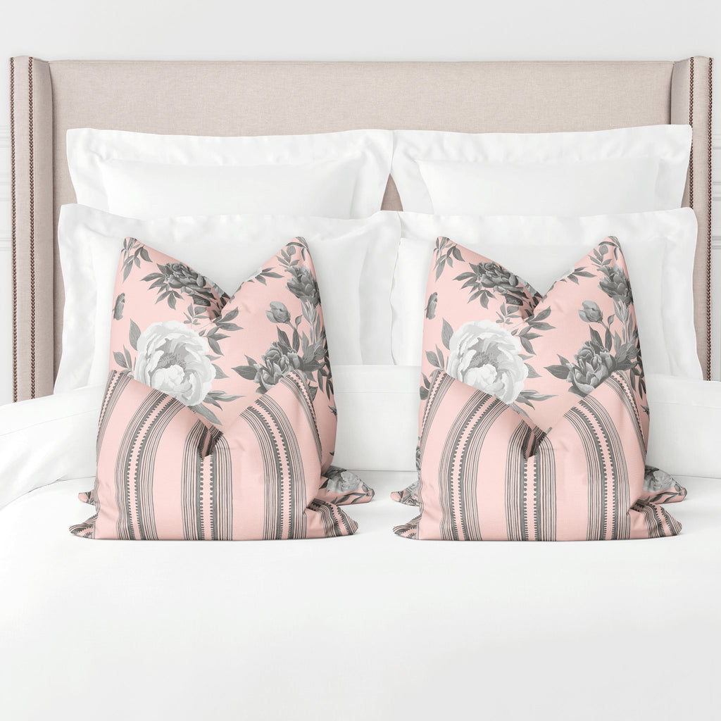 Florence Queen Bed Pillow Cover Set in Charming Pink - Melissa Colson