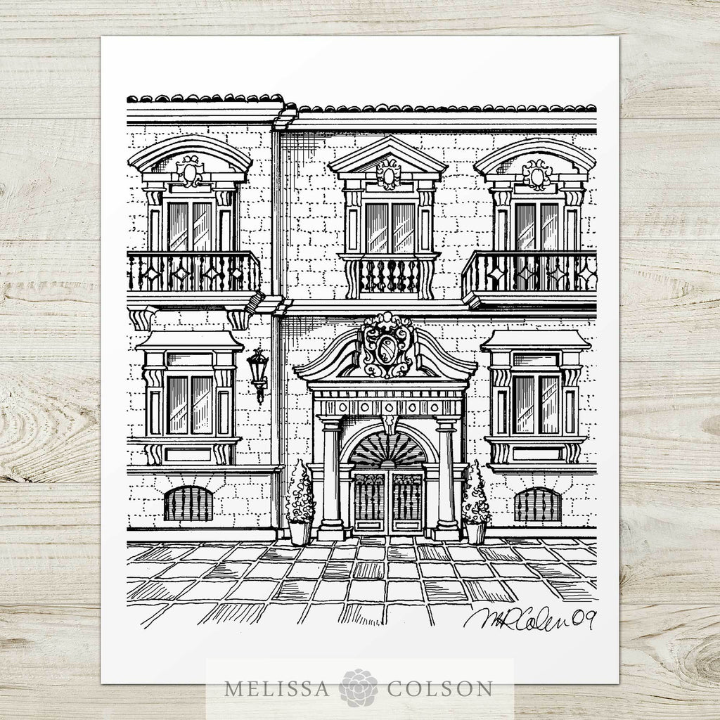 Hotel Rector Pen and Ink Art Print - Melissa Colson