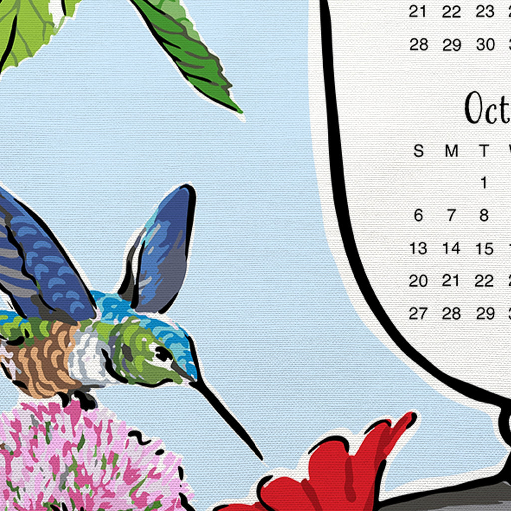 Hummingbirds and Hibiscuses Tea Towel Calendar - Melissa Colson