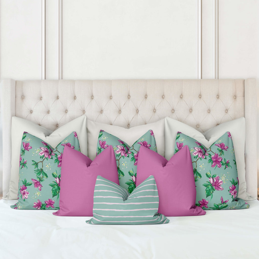 Julia King Bed Pillow Cover Set in Happy Aqua - Melissa Colson