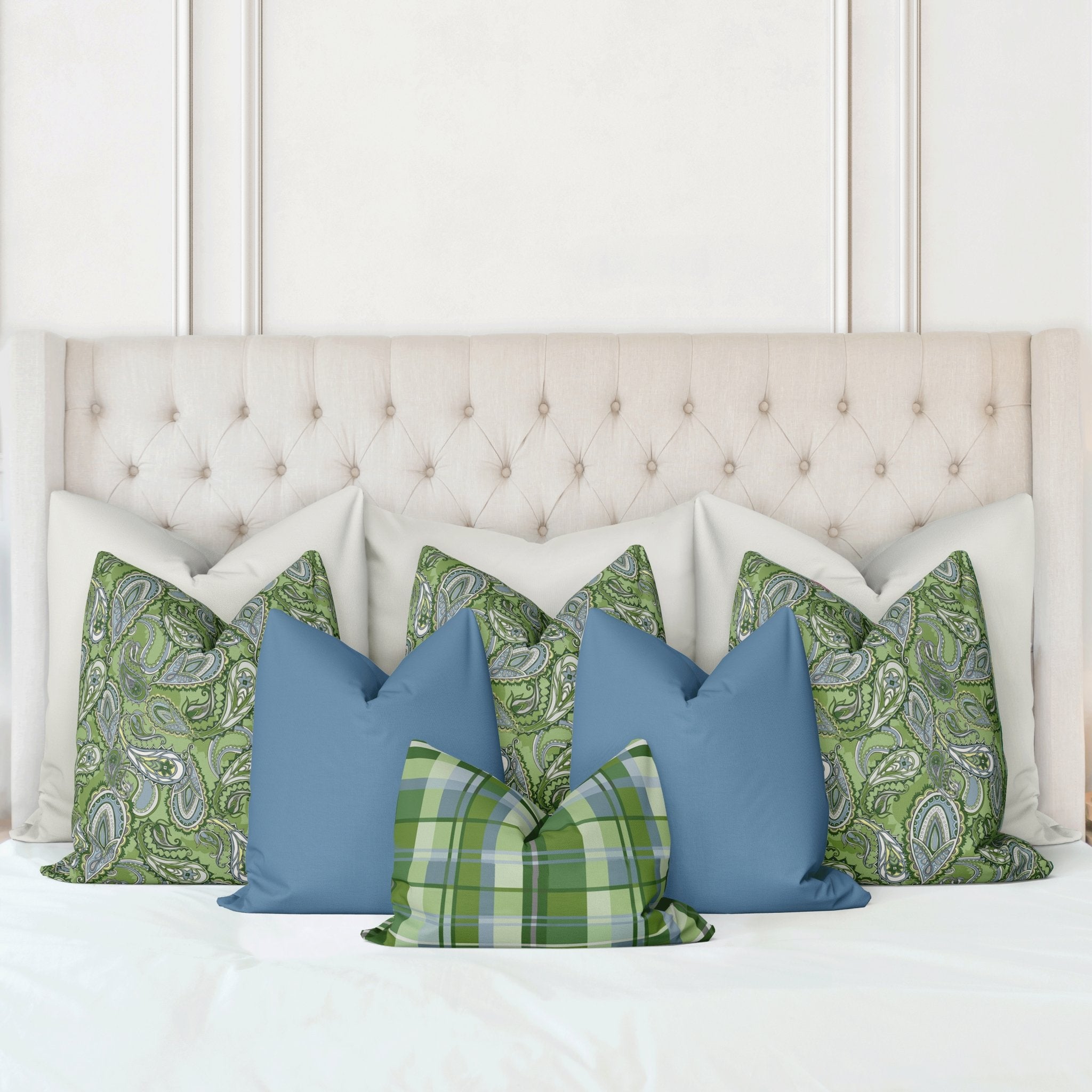 Marlee King Bed Pillow Cover Set in Wistful Green