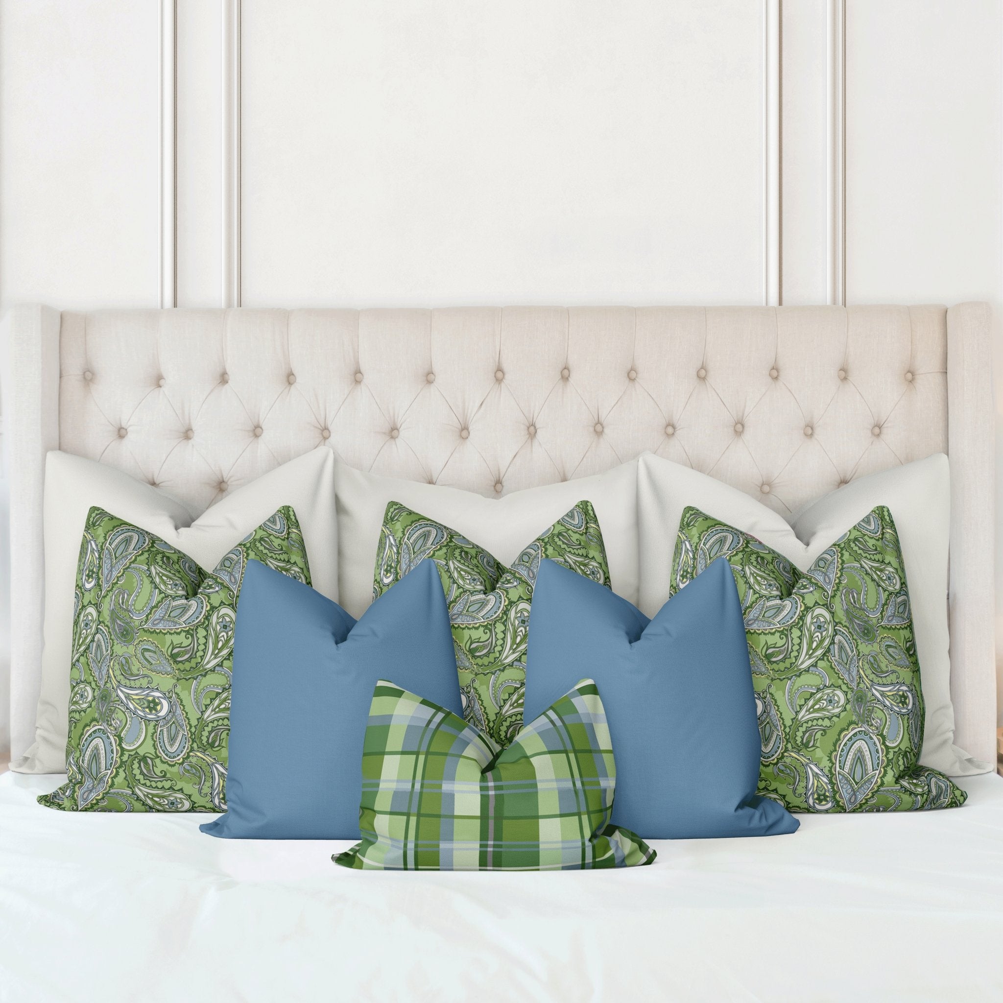 Marlee King Bed Pillow Cover Set in Wistful Green1