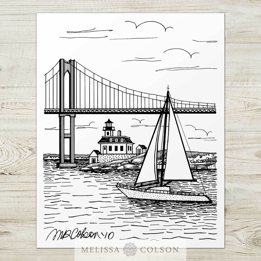 Newport Rhode Island Pen and Ink Art Print - Melissa Colson