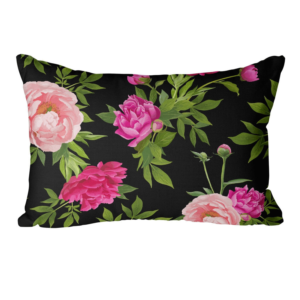 Paeonia Pillow Cover in Black - Melissa Colson