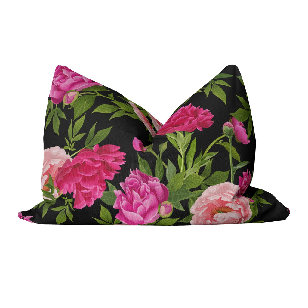 Paeonia Pillow Cover in Black - Melissa Colson