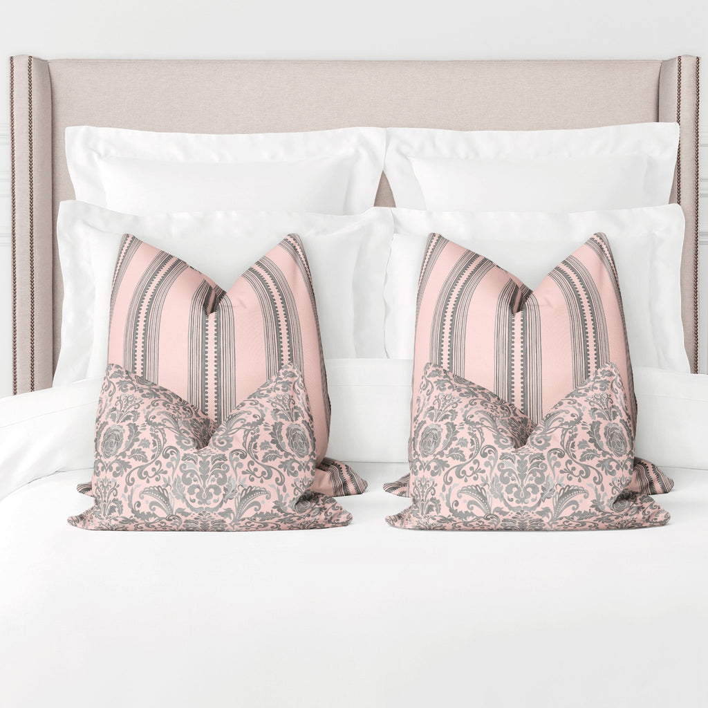 Sarah Queen Bed Pillow Cover Set in Charming Pink - Melissa Colson