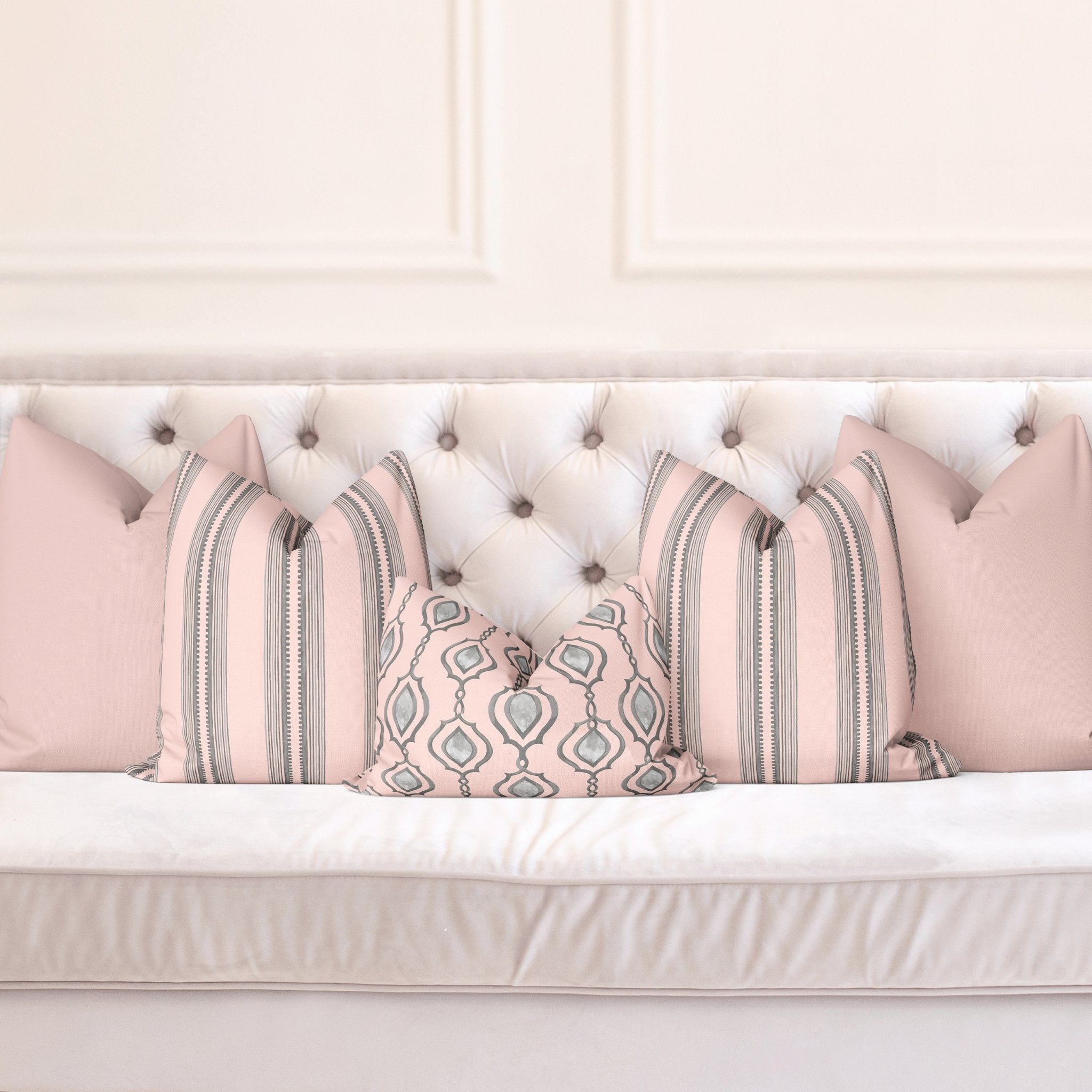 Sarah Sofa Pillow Cover Set in Charming Pink - Main Image