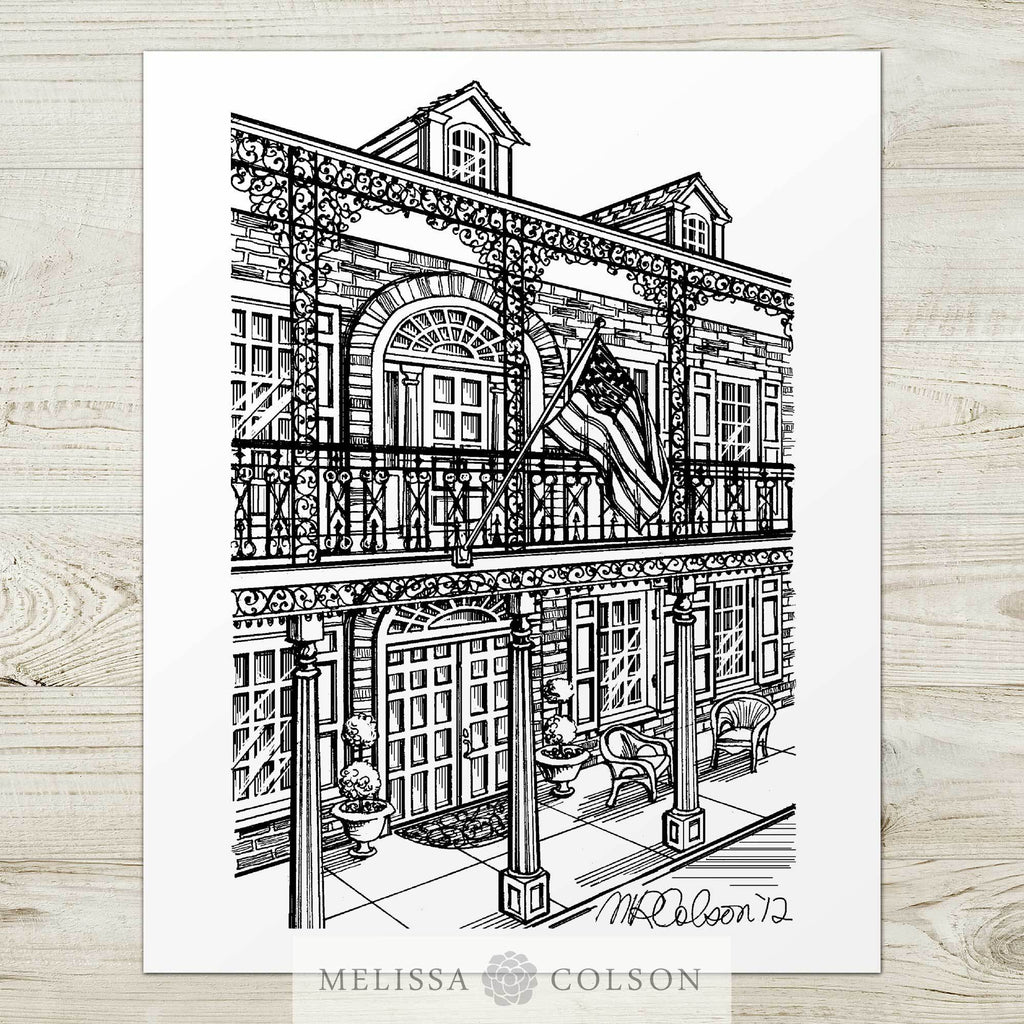 Soniat House Pen and Ink Art Print - Melissa Colson