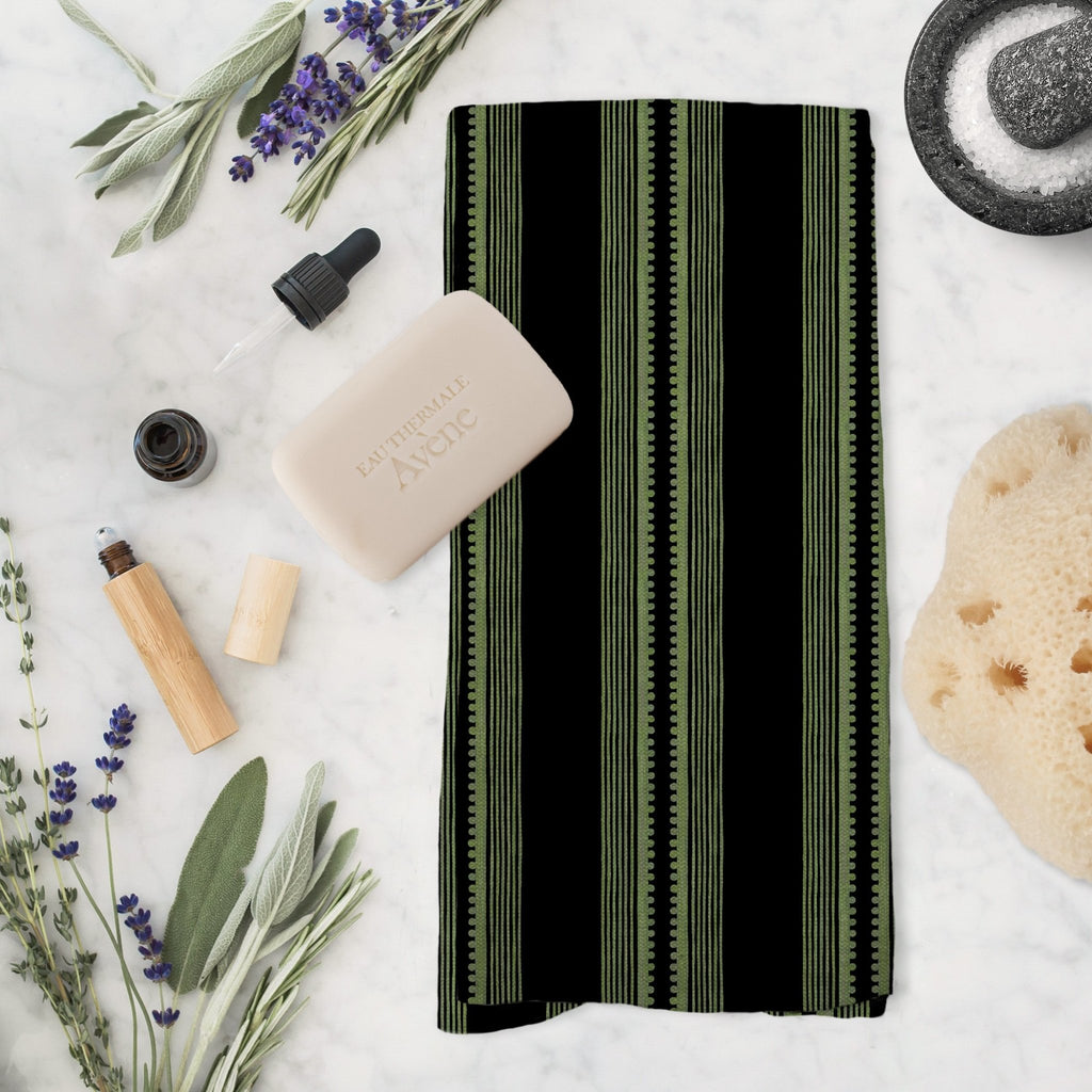Sophisticated Stripe Tea Towel in Green / Black - Melissa Colson