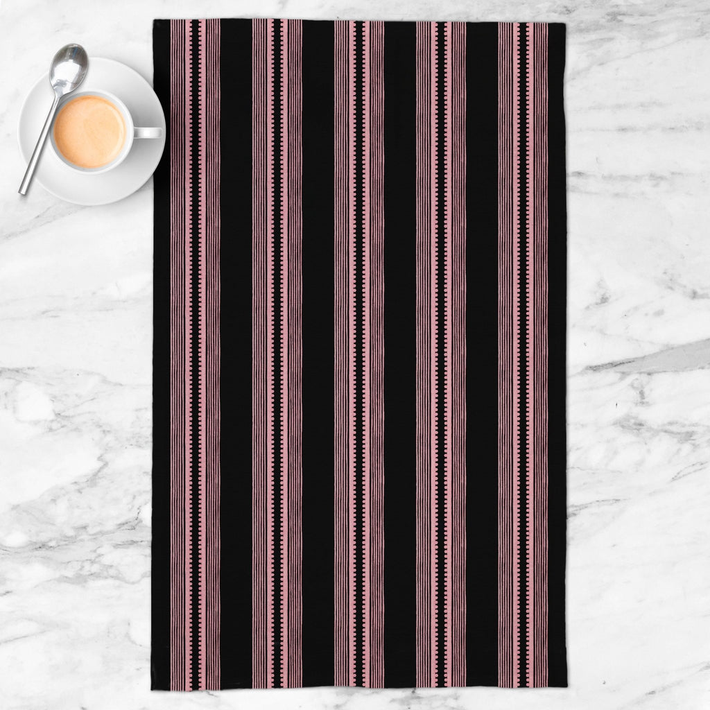 Sophisticated Stripe Tea Towel in Pink / Black - Melissa Colson