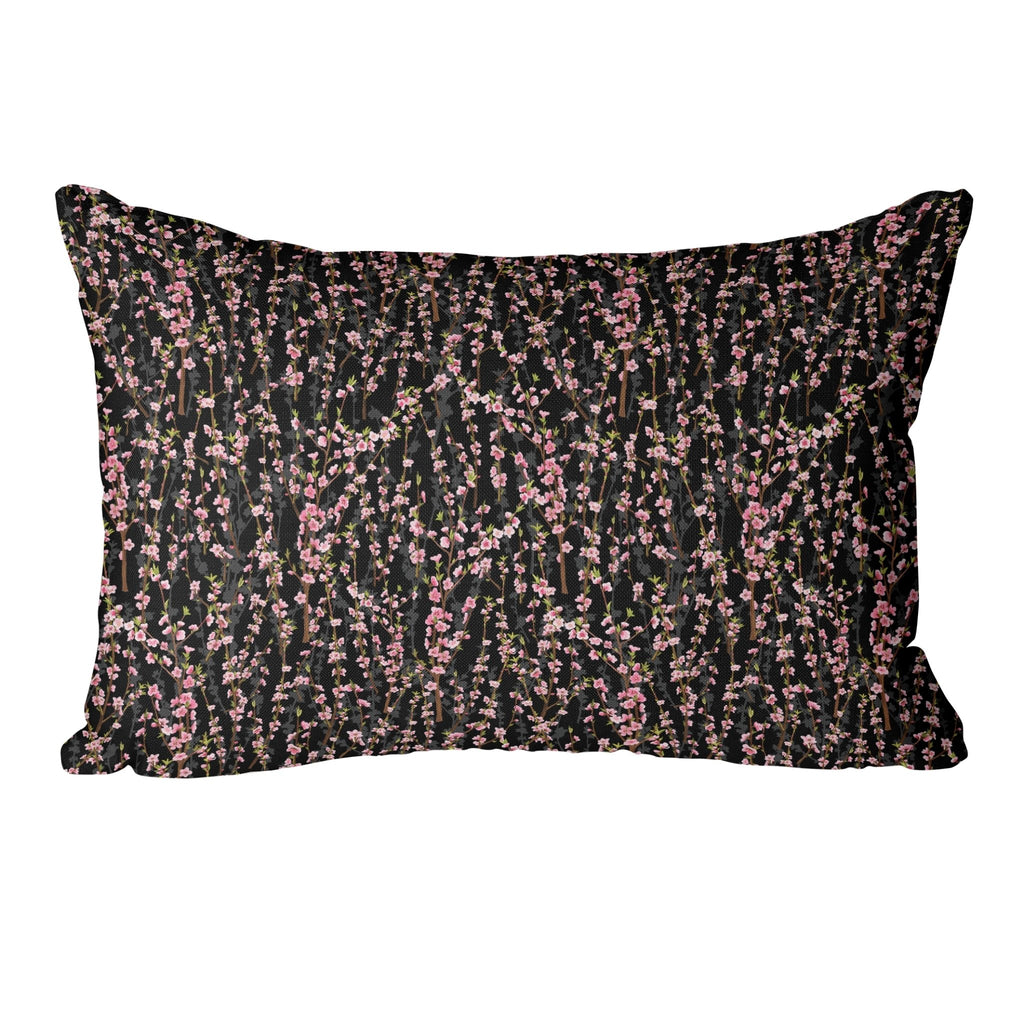 Splendid Blossoms Pillow Cover in Black - Melissa Colson