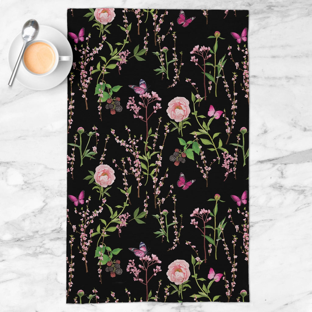 Splendid Garden Tea Towel in Black - Melissa Colson