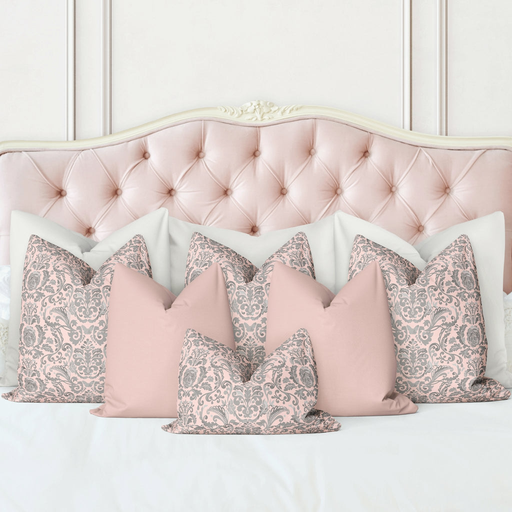 Victoria Damask Pillow Cover in Charming Pink - Melissa Colson