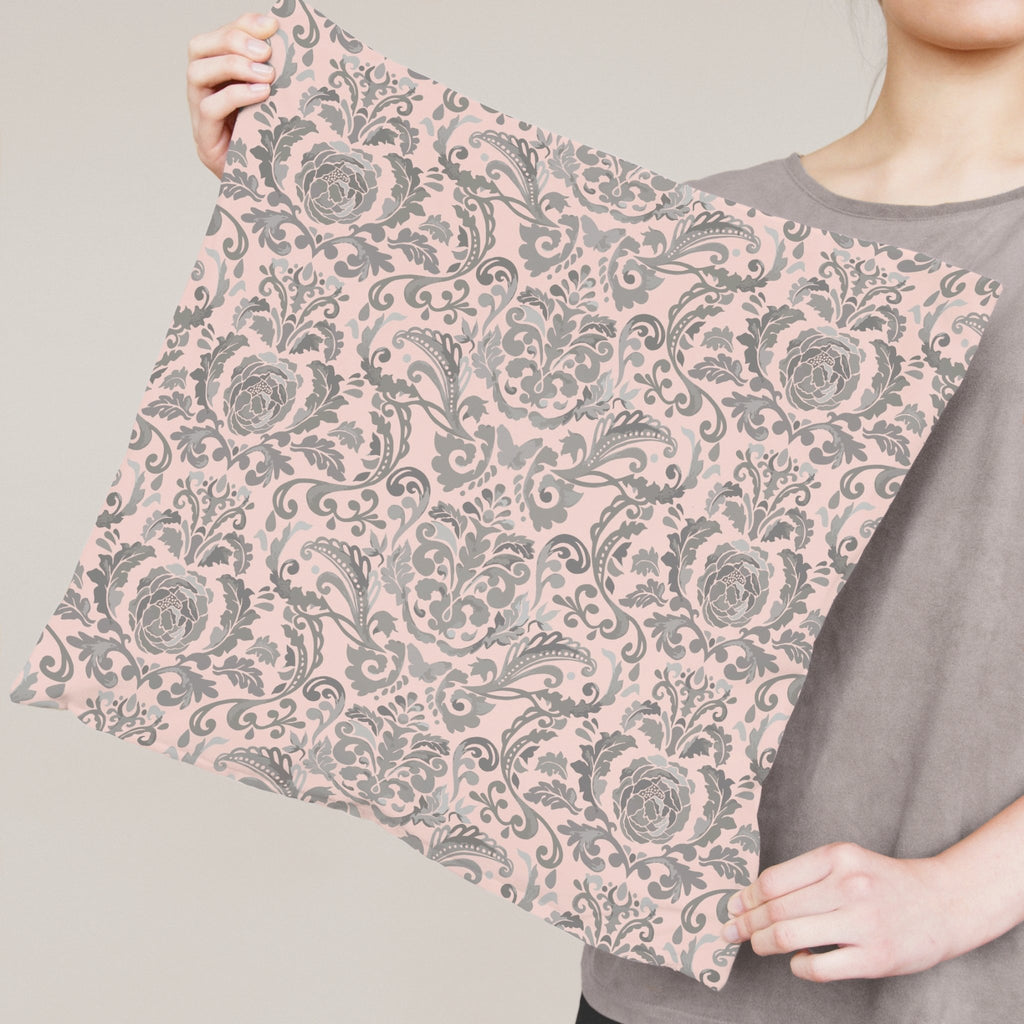 Victoria Damask Pillow Cover in Charming Pink - Melissa Colson