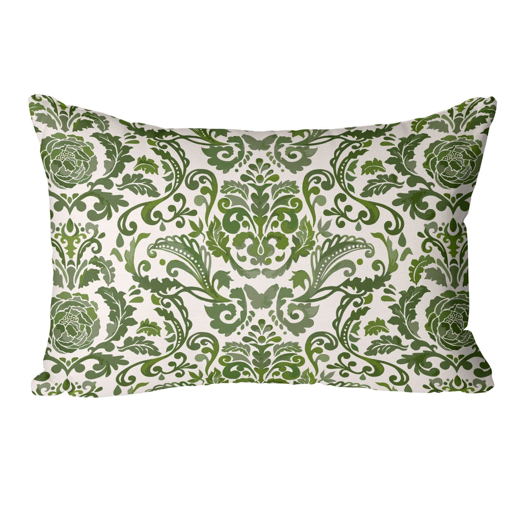 Victoria Damask Pillow Cover in Green - Melissa Colson