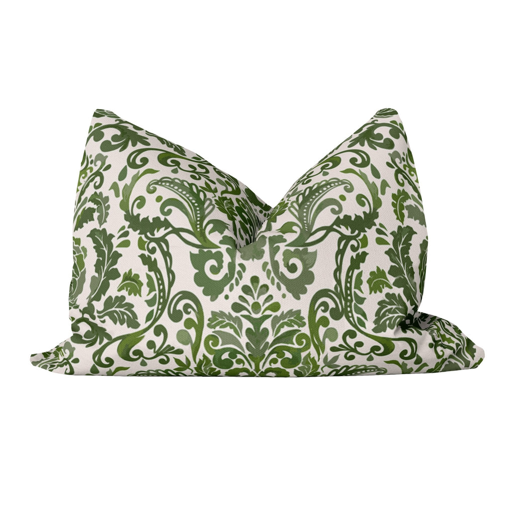 Victoria Damask Pillow Cover in Green - Melissa Colson