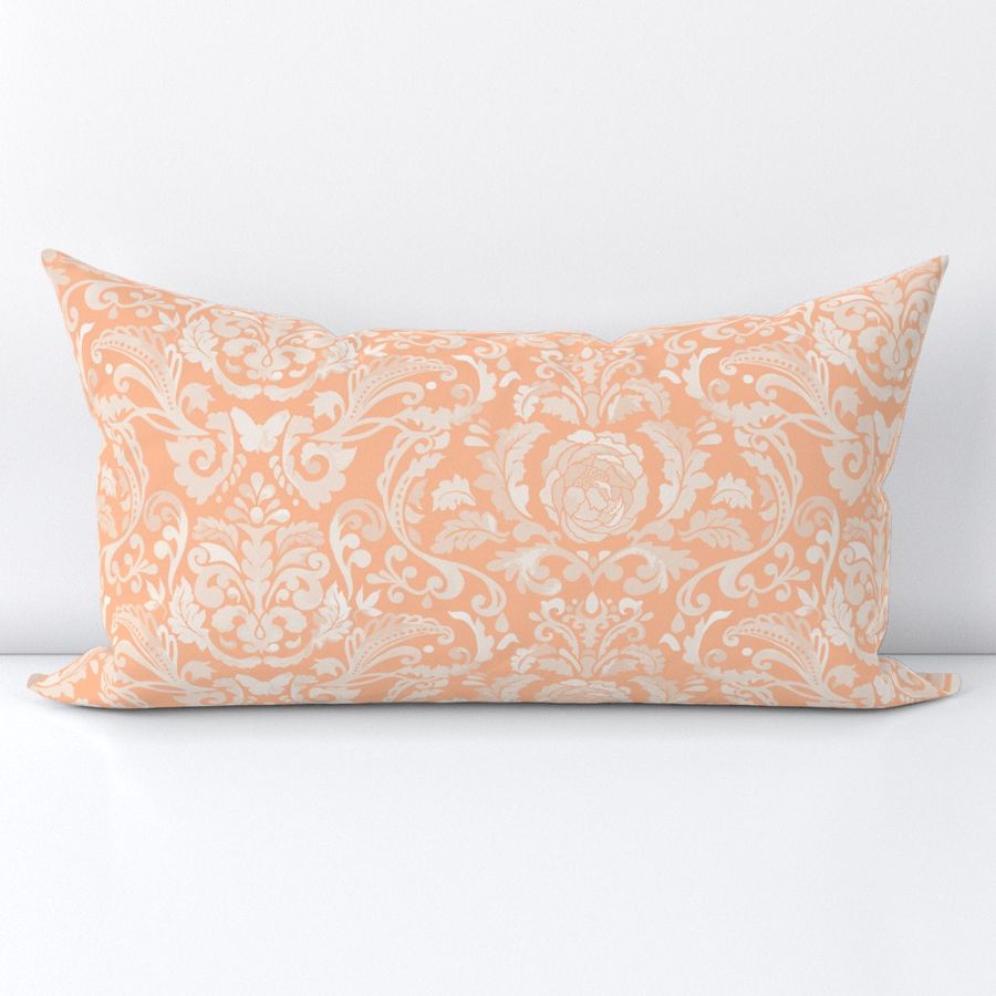 Victoria Damask Pillow Cover in Peach Fuzz - Melissa Colson