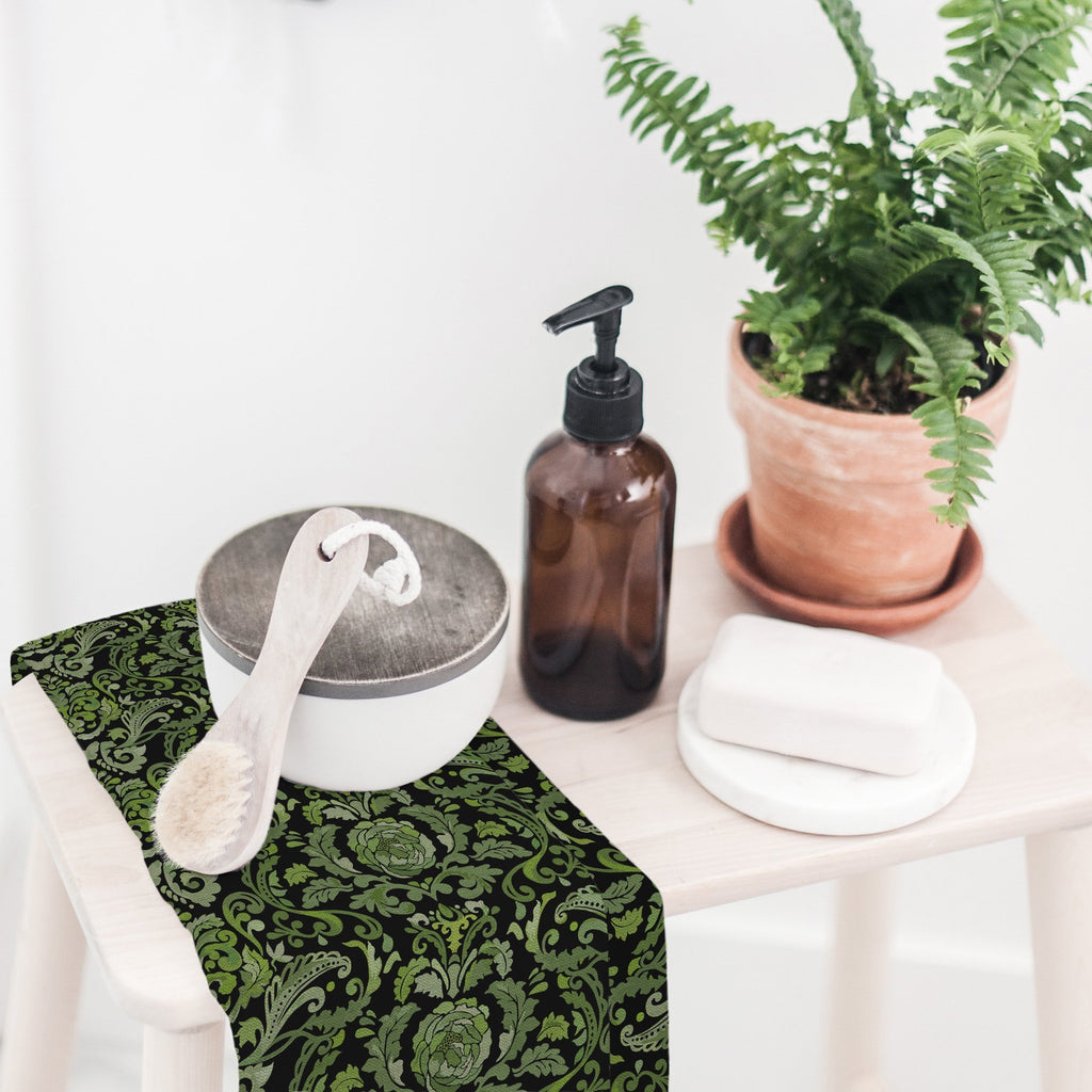 Victoria Damask Tea Towel in Green / Black - Melissa Colson