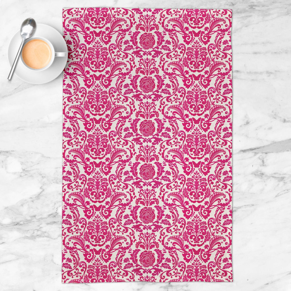 Victoria Damask Tea Towel in Pink / Blush - Melissa Colson