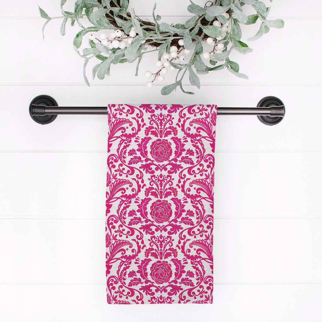 Victoria Damask Tea Towel in Pink / Blush - Melissa Colson