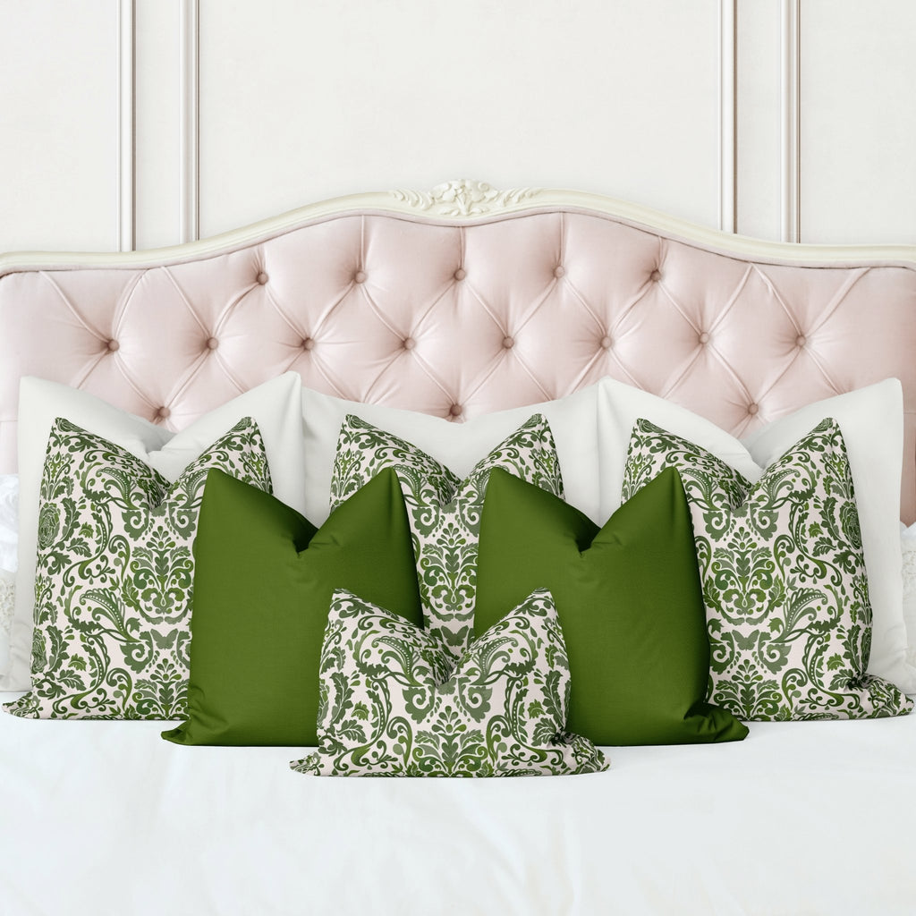 Victoria King Bed Pillow Cover Set in Green - Melissa Colson
